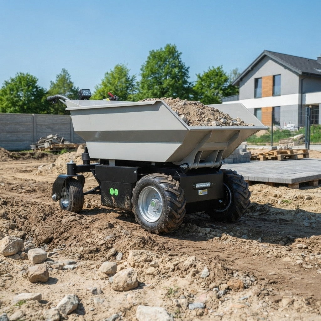 Elektrický mini dumper LR50E – akumulátorové motorové kolečko s nosností 500 kg a 1000W motorem